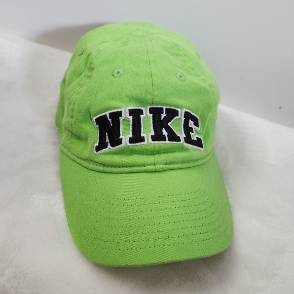 Nike Lime Green Black White Swoosh Just Do It Baseball Hat Cap Unisex Size 4-7 - Picture 3 of 11